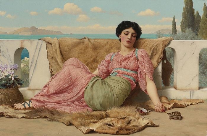 John William Godward, The Quiet Pet, 1906, oil on canvas, private collection